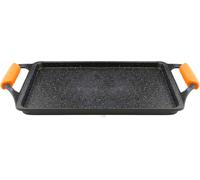 Ecochef Titan Grillplatte, Induktion Griddle-Pfanne 37 X 25 Cm, Aluminiumguss, Antihaftbeschichtung Quantanium Ökologisch Pfoa-Frei, 5Mm Dicke, Silikongriffe, Vitrokeramik, Gas, Backofen