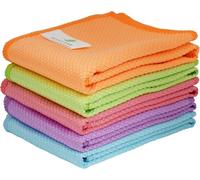 EcoClean - Serpillère Microfibre - Microfibre Alvéolée - sans Traces - Ultra-Absorbant - Réutilisable - Lavable - Antibactérien - pour Voiture/Vitres/Cuisine/Salle De Bain - Lot De 5-60x60 cm
