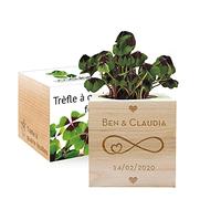 Ecocube gravé Amour infini (Trèfle à 4 feuilles)