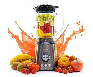 ECODE Blender Titanblade Pro 1250 W, Bol en Verre 1,75 L | 6 Lames en Titane, Pile la Glace, 3 Vitesses + Turbo, Sécurité, Antidérapant, Acier Inoxydable, Livre de Recettes Offert