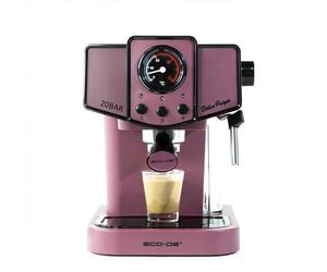 ECODE® Cafetière espresso Delice Purple, Cafetiere avec Mousseur de Lait, Semi-Automatique,20 bars de pression, vaporisateur orientable, réservoir 1,5 litres, mono/double dose, Manomètre Température.
