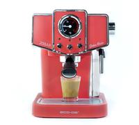ECODE® Cafetière espresso Delice Rosso | Cafetiere avec Mousseur de Lait,20 bars de pression, vaporisateur orientable,1,5 litres, mono/double dose, Manomètre