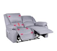 ECODE® Canapé 2 Places avec Inclinaison Électrique Indépendante et Massage - Mode TV Reclinable Indépendant de Chaque Côté, 8 Vibromoteurs, Chaleur Lombaire, Double Commande, Double USB
