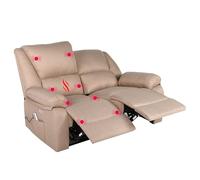 ECODE® Canapé 2 Places avec Inclinaison Électrique Indépendante et Massage - Mode TV Reclinable Indépendant de Chaque Côté, 8 Vibromoteurs, Chaleur Lombaire, Double Commande, Double USB