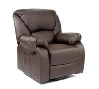 ECODE® Fauteuil de Massage Relax Monaco, Fauteuil Vibrant Relax électrique, Fauteuil TV inclinable Manuelle Vibration Chauffage, 10 vibromoteurs à ondulation, Inclinable à 160 °, Simil Cuir Marron