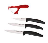 ECODE Lot de 3 pièces de couteaux 100% céramique et 1 éplucheur céramique