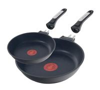 ECODE® Lot de Poêles 20/28 cm,Indicateur Démarrage Cuisson, Empilable, Induction, lave-vaisselle, Saisie parfaite, Revêtement intérieur anti-adhésif NO PFOA, Cuison Saine et Manche Extraible Securit