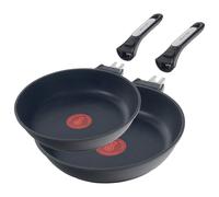 ECODE® Lot de Poêles 24/28 cm,Indicateur Démarrage Cuisson, Empilable, Induction, lave-vaisselle, Saisie parfaite, Revêtement Intérieur Anti-Adhésif NO PFOA, Cuison Saine, Manche Extraible Securit