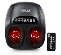 ECODE Masseur de Pieds Shiatsu Électrique avec Chaleur Infrarouge et Compression d'Air, 3 Modes Auto, Massage par Vibration et Réflexologie, Télécommande, Soulage Fasciite Plantaire, Taille Max 46