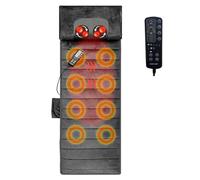 ECODE Matelas de Massage Chauffant avec 8 Moteurs Vibrants et Coussin Cervical Shiatsu Intégré, Tapis Massant pour Corps Complet, 5 Modes et Chaleur Infrarouge, Pliable pour Lit et Canapé