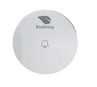 EcoDring Sonnette sans Fil sans Pile ECO (Bouton émetteur Seul) * Garantie 3 Ans * portée Max 80 m, résistant à l'eau IPX7, Blanche, 36 mélodies