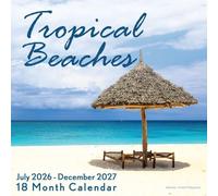 EcoEarth Calendrier mural biodégradable de 28 x 55,9 cm (ouvert) à suspendre verticalement, calendrier mensuel de juillet 2024 à décembre 2025, plages tropicales