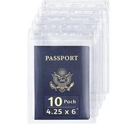 EcoEarth Lot de 10 porte-passeport, extra large, refermable et étanche pour carte d'identité (transparent, 10,2 x 15,2 cm)
