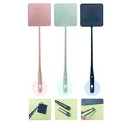 ECOESPTI Lot de 3 tapettes à mouches robustes à long manche en plastique durable avec pince à épiler, 3 couleurs
