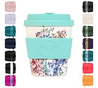 Ecoffee Cup 240ml 8oz - Tasse à café réutilisable écologique 100% à base de plantes avec couvercle et manche en silicone - Sans mélamine et biodégradable, vaisselle/micro-ondes sécuritaire, tasse de