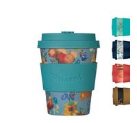 Ecoffee Cup 350ml 12oz Collection Van Gogh - Tasse à café réutilisable écologique 100% à base de plantes avec couvercle et manchon en silicone - Sans mélamine, compatible lave-vaisselle/micro-ondes