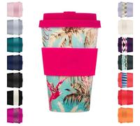 Ecoffee Cup 400ml 14oz Tasse à café réutilisable écologique 100% à base de plantes avec couvercle et manche en silicone - Sans mélamine et biodégradable, vaisselle/micro-ondes sécuritaires, tasse de