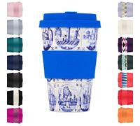 Ecoffee Cup - Tasse à café réutilisable et écologique à base 100 % végétale, 400 ml, avec couvercle et manche en silicone, sans mélamine et biodégradable, lavable au lave-vaisselle