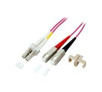EFB Elektronik Câble Fibre Optique OM4 LC-SC 50/125µ 10m - Connecteurs Mâle-Mâle, Full Duplex, Diamètre cœur 50µm, Rose, RoHS