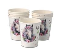 ECOFIESTA 40x gobelets en carton pour anniversaire d'enfant 200 ml cheval - décoration fete sans plastique et recyclable - tasse café jetable
