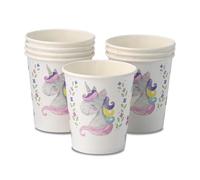ECOFIESTA 40x gobelets en carton pour anniversaire d'enfant 200 ml licorne - décoration fete sans plastique et recyclable - tasse café jetable