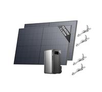 ECOFLOW Kit solaire de STREAM Pro, batterie 1,92 kWh, panneaux solaires rigides 520W*2 avec 2 support de toit plat, 3 entrées solaires MPPT 2300 W, 2 ports CA 2300W, batterie tout-en-un avec onduleur