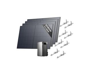 ECOFLOW Kit solaire de STREAM Ultra, batterie 1,92 kWh, panneaux solaires rigides 520W*4 avec 4 support toit plat, 4 entrées solaires MPPT 2800 W, 2 ports CA 2300 W, batterie tout-en-un avec onduleur