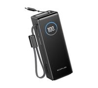 EcoFlow Powerbank Batterie Externe 25000mAh 170W avec 2 Câbles Intégrés Rétractable 100W, Chargeur Portable 4 Ports USB C Laptop Power Bank PC pour iPhone 17/16/15 Pro Max, Samsung, MacBook, Noir