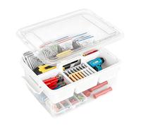 Ecofocet 16L Boîte de Rangement avec Couvercle, Boîte de Rangement pour Médicaments, Boîtes Transparente Plastique, Boîtes de Rangements pour Blocs de Jouets, 5 Compartiment
