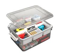 Ecofocet 16L Boîte de Rangement avec Couvercle, Boîte de Rangement pour Médicaments, Boîtes Transparente Plastique, Boîtes de Rangements pour Blocs de Jouets, 5 Compartiment
