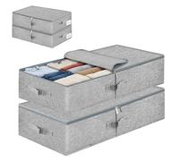 Ecofocet 2 Pack Sac de Rangement Sous Lit avec Couvercle, Boîtes de Rangement Rigide Pliables et Lavable Sous le Lit avec Doublure de Support en Plastique, pour Ranger Les vêtements Literie