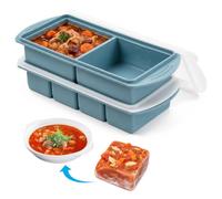 Ecofocet 2 Pièce Souper Cubes,Congélateur en silicone,Plateau de Congélation,Plateaux de Congélation,Moules à soupe,Récipient à Soupe,2+4 Compartiments,pour Soupe,Sauce et Préparation de Repas