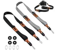 Ecofocet 2 Pièces Sangle Appareil Photo, Sangle pour Appareil Photo équipée d'une boucle de libération rapide, Sangle en Corde Nylon Compatible avec Appareils Photo DSLR ou Mirrorless(Gris + Noir)
