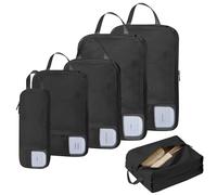 Ecofocet 6 Pièces Organiseur de Valise à Compression, Cube de Compression Voyage, Rangement Valise, Gagnez 50% d’Espace, Léger et Résistant, Sac de Compressions pour Voyage
