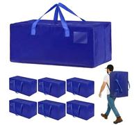 Ecofocet Lot de 6 Sac de Déménagement extra larges, 92L Sac de Rangement Grand Format avec fermetures éclair et poignées de transport, Sac Rangement Vetement robustes pour Vêtement & Linge de Lit