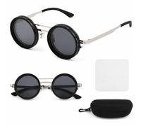 Ecofocet Lunettes de Soleil Rondes Polarisées, Protection UV400, Réglables ND2-ND400, Monture Métal, Vintage Retro Lunettes pour Conduite, Pêche, Outdoor, Plage, Homme, Femme (Argent)
