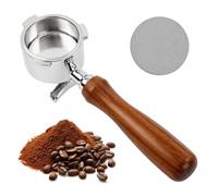 Ecofocet Porte-filtre 51 mm avec 3 Lugs | Compatible avec DeLonghi Dedica EC680/EC685/EC885 - Double Bec, Acier Inoxydable 304, Facile à Nettoyer (Brun Bois)