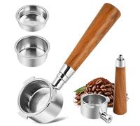 Ecofocet Porte-Filtre Sans Fond 51mm Compatible avec DeLonghi Dedica EC680/EC685/EC885, Porte-Filtre avec 3 Oreilles, Poignée en Noyer, 2 Panier Filtre en Acier Inoxydable