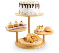Ecofocet Présentoir à Cupcakes en Bois à 4 Niveaux, Presentoir a Gateau, Présentoir à Pâtisseries, Support à Dessert en Bois, Presentoir Aperitif Buffet, pour Mariages, Fête d'Anniversaire, Après-Midi