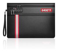Ecofocet Sac Anti-Feu avec Serrure, Porte-Documents Ignifuges et Étanche 6400°F, Pochette Anti Feu, Pochette Ignifugée, Double Compartiment Zippé, pour Documents A4, Passeport, Argent (36×27 cm)