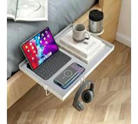 Ecofocet Table de Chevet Suspendue,Table de Nuit Suspendue,Tablette lit Mezzanine,Comprend Porte-gobelet,Set de Table,Crochet et Un Clip pour câble de données,pour lit,Fauteuil,canapés,fenêtre