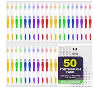 EcoFox Bulk Toothbrushes 50 Pack | Individually Wrapped Travel Toothbrush Set for Adults & Kids | Made with a Medium-Soft Large Brush Head | BPA-Free & Disposable!