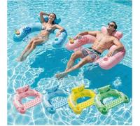 EcoFurnix-Lot de 4 Fauteuil Gonflable Piscine 119 x 86 cm Bouee Gonflable Adultes avec Porte-Gobelets & Poignée Capacité 100 kg