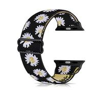 Ecogbd Bracelet élastique de rechange compatible avec Apple Watch 38 mm, 40 mm, 42 mm, 44 mm, en nylon doux compatible avec iWatch Series 6, 5, 4, 3, 2, 1, SE pour homme et femme (fleur, 38/40mm)
