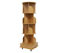 Ecoggeder Burlywood - Bibliothèque d'angle pivotante à 360° - En bois - 46 x 46 x 142 cm - Avec 4 compartiments - Étagère de rangement ouverte pour chambre à coucher, salon