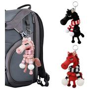 EcoGleam Année du Cheval, mascotte porte-bonheur cheval doux, pendentif en peluche, petit pendentif (rouge)