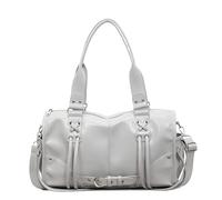 EcoGleam Boston Sac à bandoulière en cuir synthétique pour femme Grande capacité Sac de transport polyvalent pour voyage, shopping, travail, usage quotidien, gris, 380*110*200mm / 14.96*4.33*7.87inch