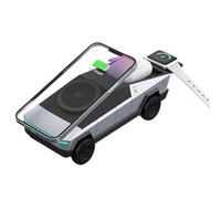 EcoGleam Chargeur sans fil 3 en 1 - Station de charge pop-up tactile pour plusieurs appareils - Lumière ambiante - Support de charge magnétique rotatif automatique pour iPhone, AirPods, Iwatch