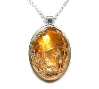 EcoGleam Collier de crèche vintage en alliage de zinc avec Marie, Joseph et les enfants Jésus, Collier avec pendentif crèche pour homme et femme, 19.69 x 1.97 x 0.39Zoll, Métal, Pas de gemme