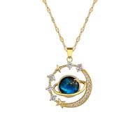 EcoGleam Collier ras du cou doré avec planète et ciel étoilé pour femme